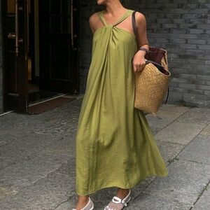 Women Solid Color Loose Casual Dress, Summer Long Dress
